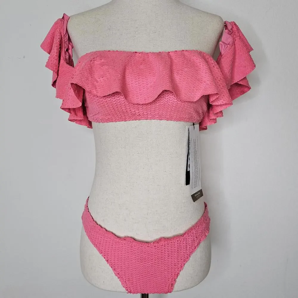 NWT VIX Paula Hermanny Women's Pink Two Piece Bikini Size Medium